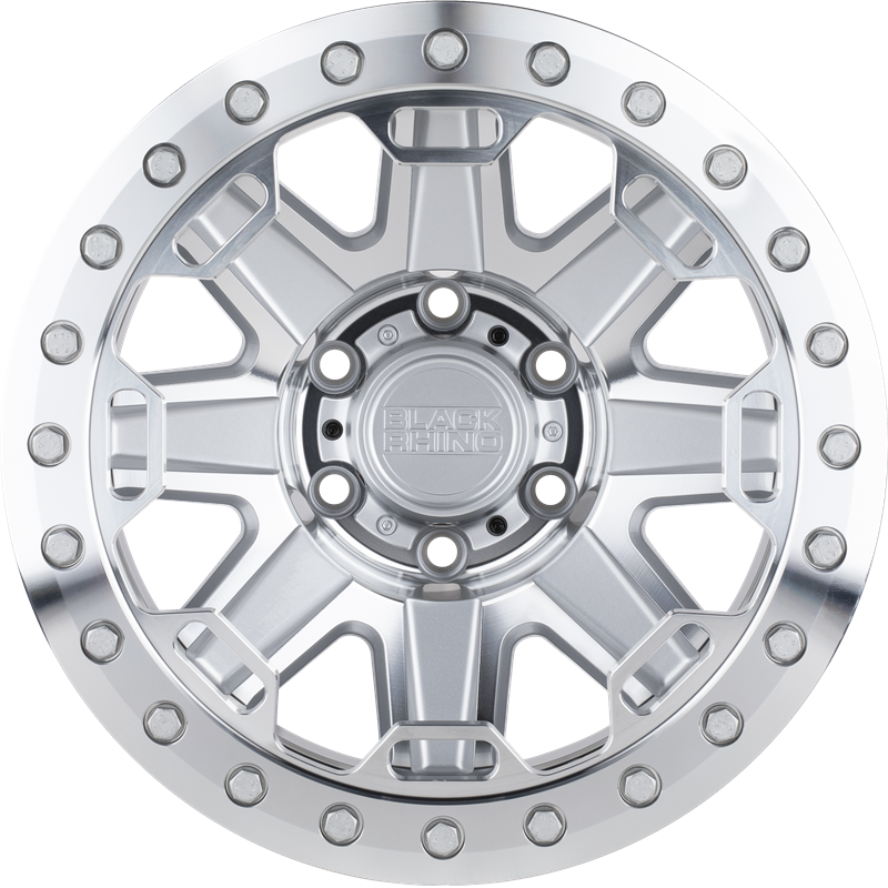 Black Rhino 17x8.5 Rift Beadlock Silver w/ Mirror Face and Stainless Bolts +0mm