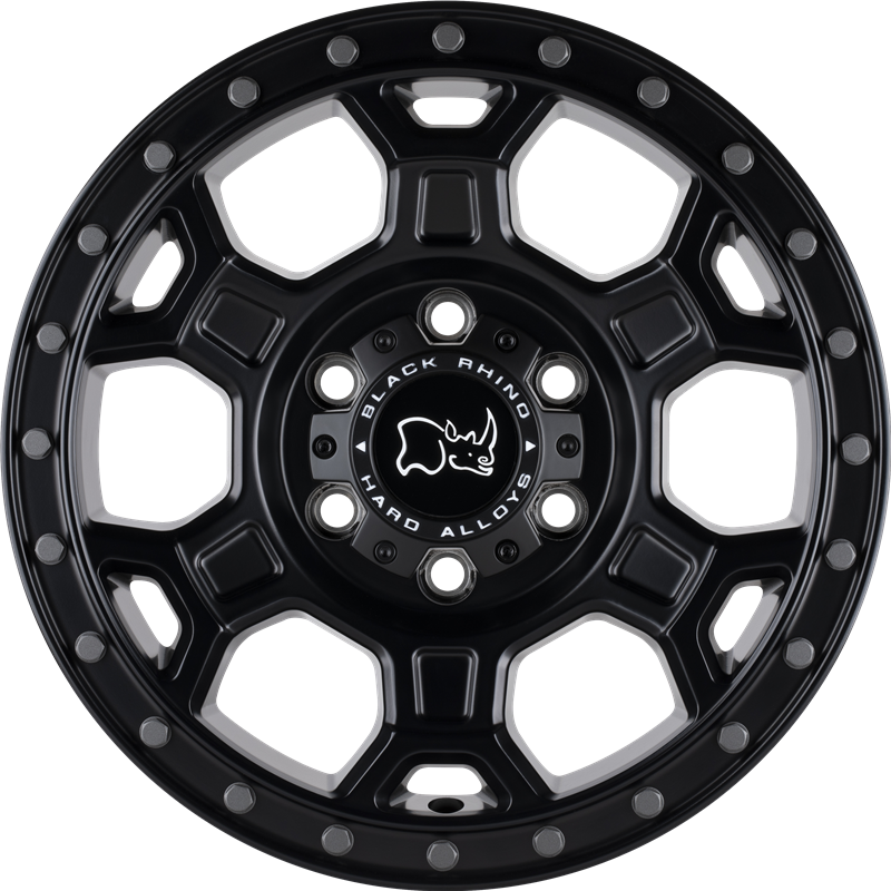 Black Rhino 17x8 Midhill Matte Black w/ Gunmetal Bolts +45mm