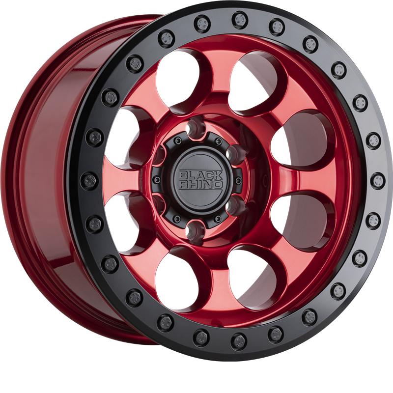 Black Rhino 17x9 Riot Candy Red w/ Black Lip and Black Bolts -18mm