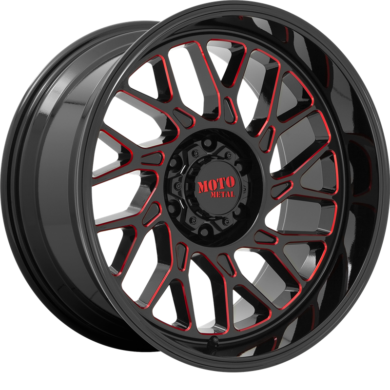 Moto Metal 20x10 MO805 Gloss Black Milled w/ Red Tint -18mm