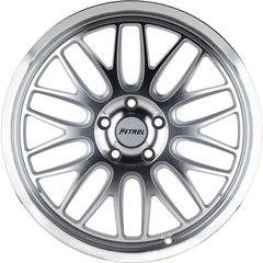 Petrol 20x8.5 P4C Silver w/ Machined Face and Lip +40mm