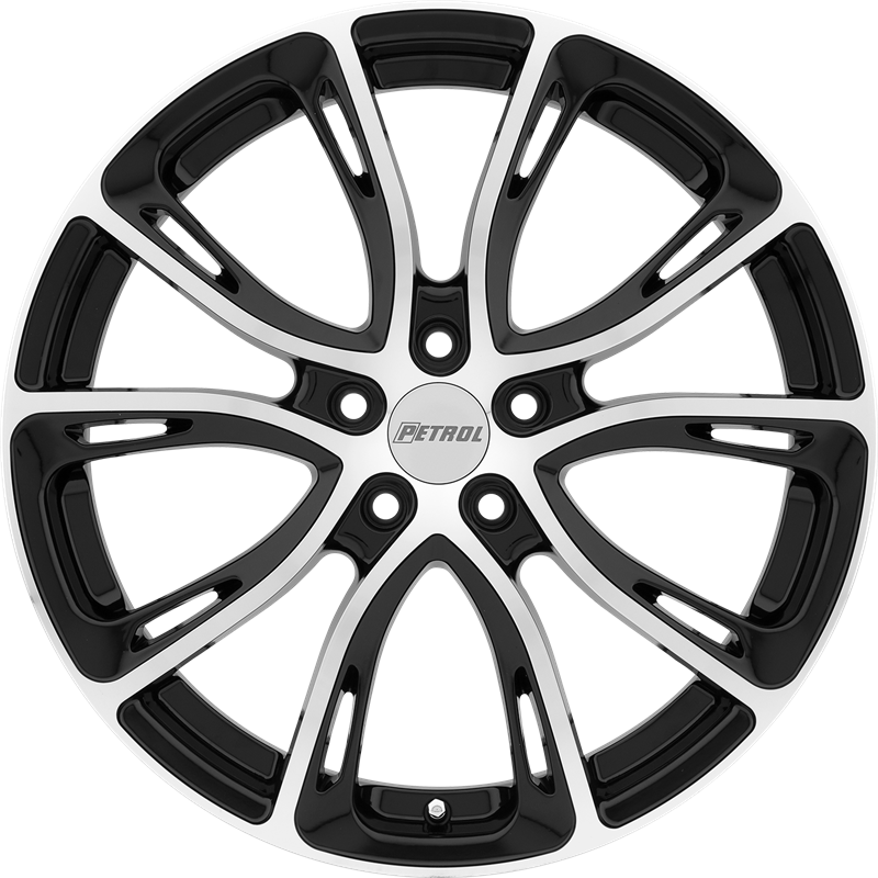 Petrol 19x8 P5A Gloss Black w/ Machine Cut Face +35mm