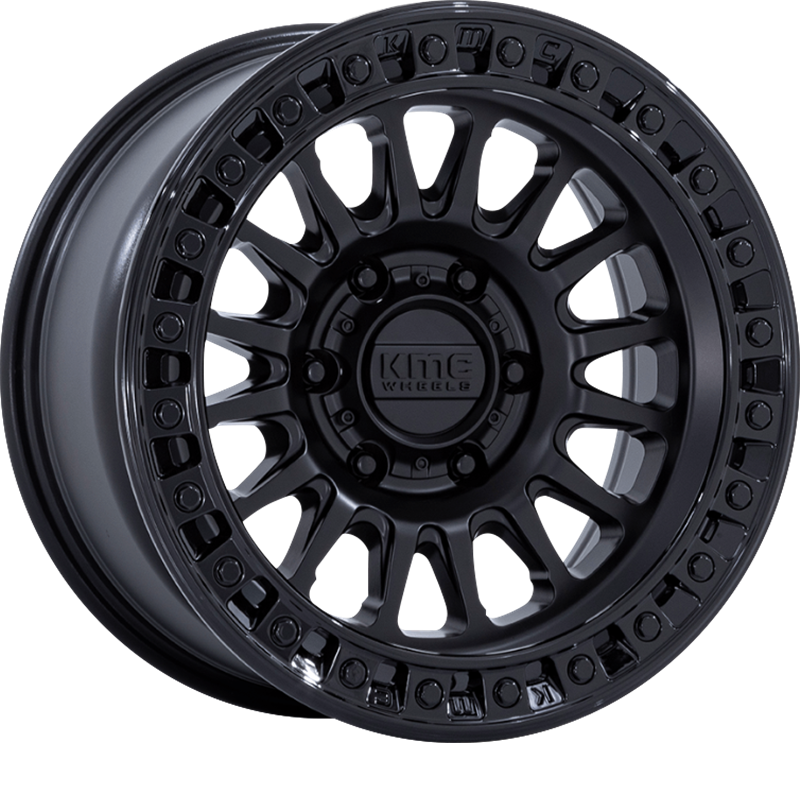 KMC 17x8.5 KM552 IMS Matte Black w/ Gloss Black Lip -10mm