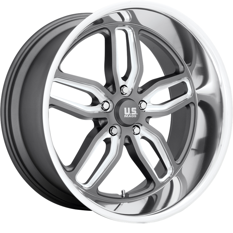 US Mags 18x8 U129 C-Ten Anthracite Milled w/ Diamond Cut Lip +1mm