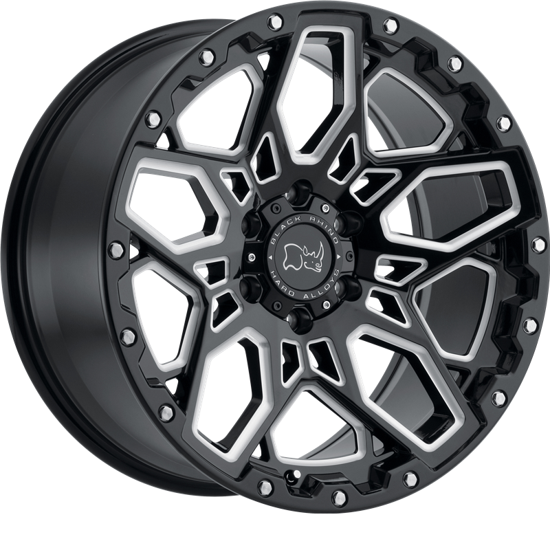 Black Rhino 17x9.5 Shrapnel Gloss Black w/ Milled Spokes +12mm