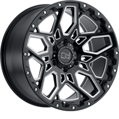 Black Rhino 17x9.5 Shrapnel Gloss Black w/ Milled Spokes +12mm