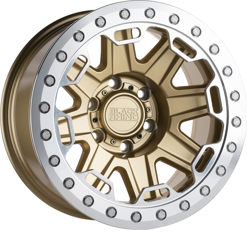 Black Rhino 17x8.5 Rift Beadlock Matte Gold w/ Machined Ring -38mm