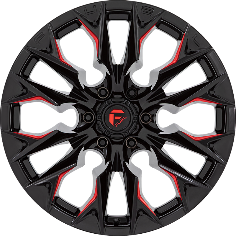 Fuel 20x12 D823 Flame Gloss Black w/ Candy Red Milling -44mm