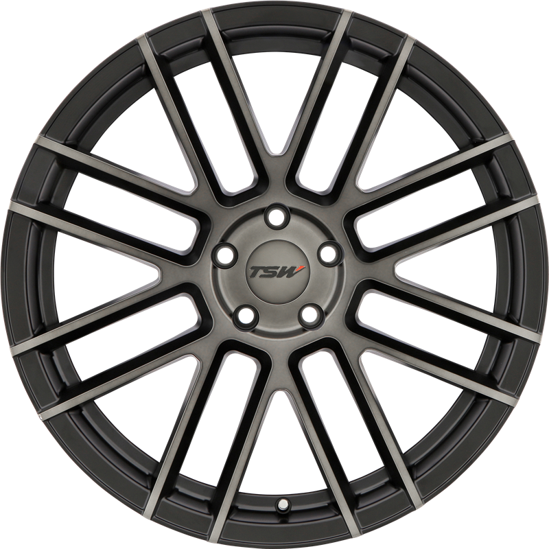 TSW 18x8.5 Mosport Matte Black w/ Machined Face and Dark Tint +20mm