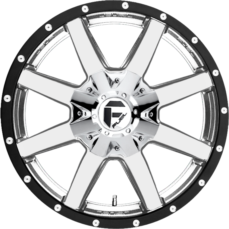 Fuel 20x12 D260 Maverick Chrome Face w/ Gloss Black Lip -44mm