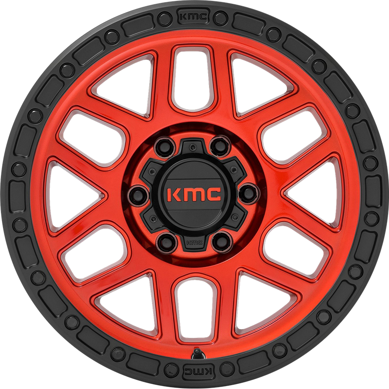 KMC 20x9 KM544 Mesa Candy Red w/ Black Lip +18mm