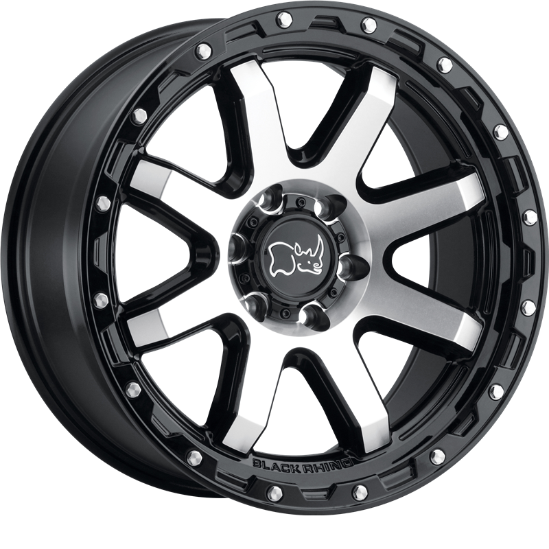 Black Rhino 17x9 Coyote Gloss Black w/ Machined Face and Stainless Bolts -18mm