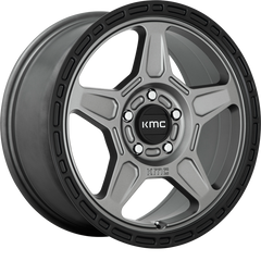 KMC 18x8 KM721 Alpine Satin Gray w/ Black Lip +38mm