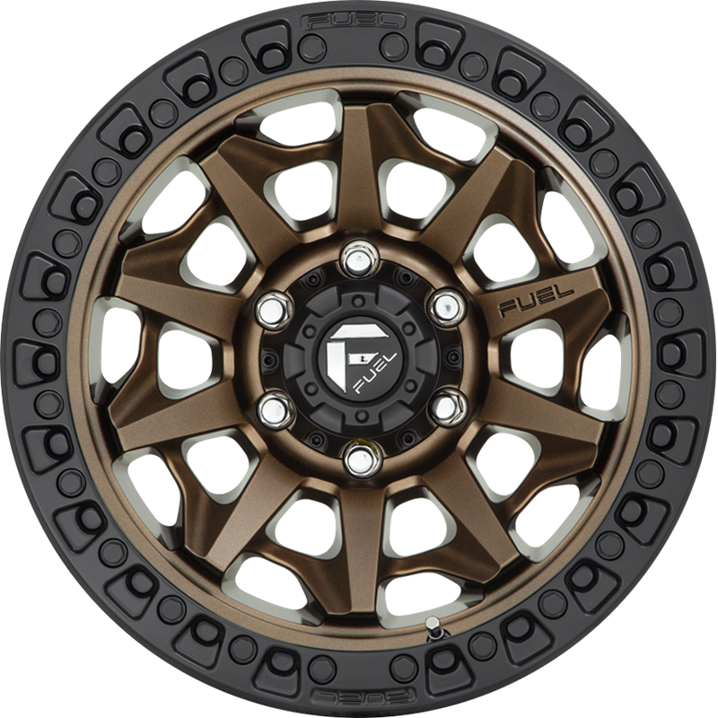 Fuel 16x8 D696 Covert Matte Bronze w/ Black Ring +1mm