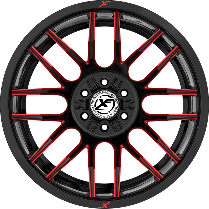 XF Off-Road 20x10 XF-232 Gloss Black w/ Red Milling -12mm