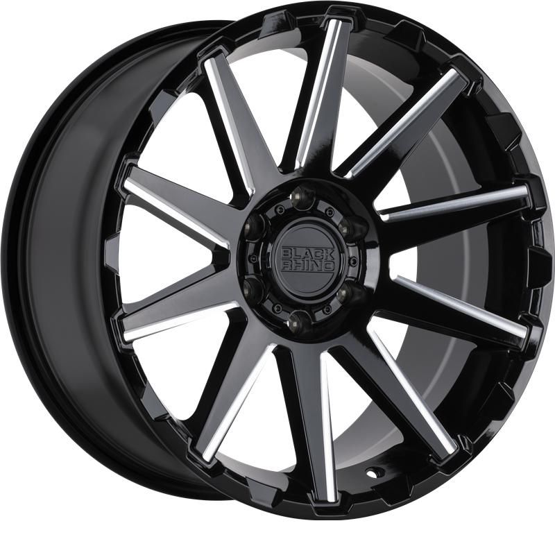 Black Rhino 20x9.5 Typhoon Gloss Black w/ Milled Spokes -18mm