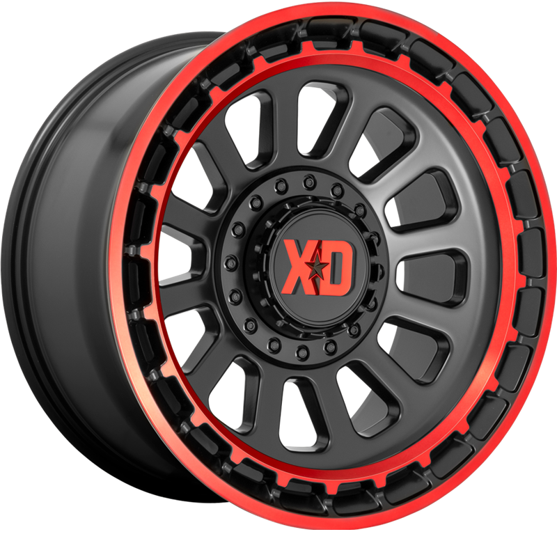 XD 17x9 XD856 Omega Satin Black w/ Machined Lip and Red Tint -12mm