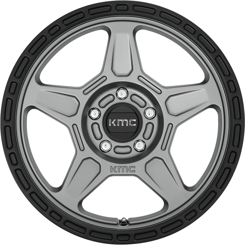 KMC 17x8 KM721 Alpine Satin Gray w/ Black Lip +38mm