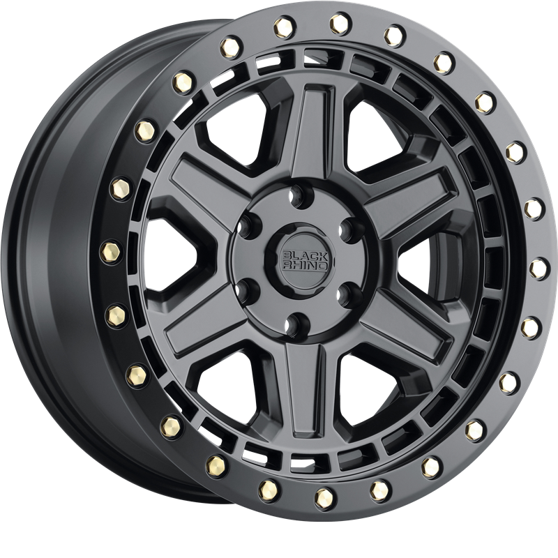 Black Rhino 17x9 Reno Matte Black w/ Brass Bolts +0mm