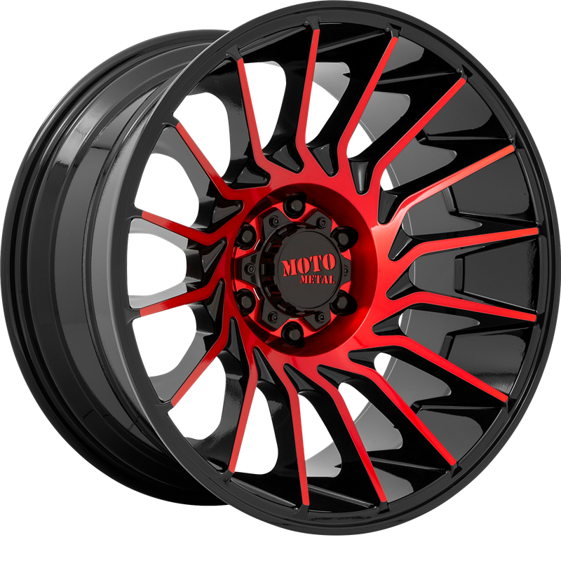 Moto Metal 20x10 MO807 Gloss Black Machined w/ Red Tint -18mm