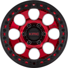 KMC 17x9 KM237 Riot Beadlock Candy Red w/ Black Lip -12mm