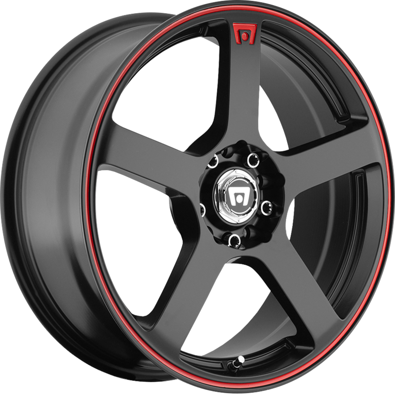 Motegi Racing 16x7 MR116 FS5 Matte Black w/ Red Racing Stripe +40mm