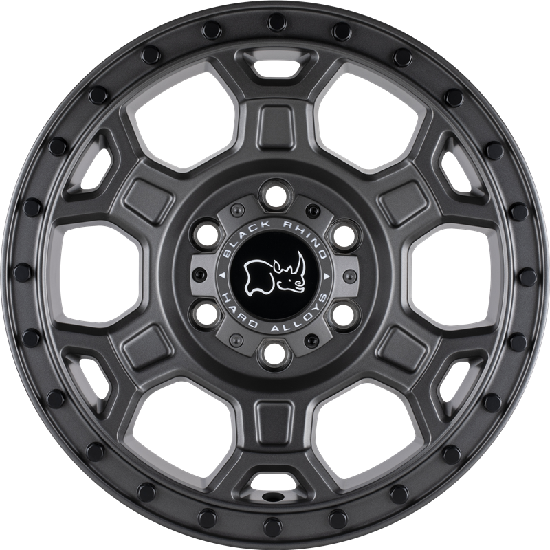 Black Rhino 16x8 Midhill Matte Gunmetal w/ Black Bolts +38mm