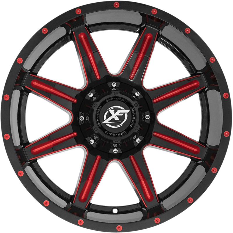 XF Off-Road 20x10 XF-215 Gloss Black w/ Red Milling -12mm