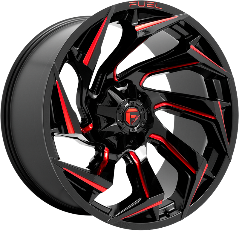 Fuel 20x9 D755 Reaction Gloss Black Milled w/ Red Tint +1mm