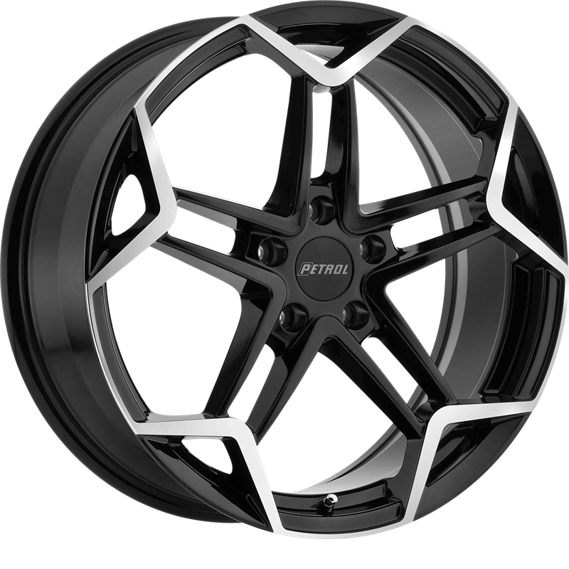 Petrol 19x8 P1A Gloss Black w/ Machine Cut Face +32mm