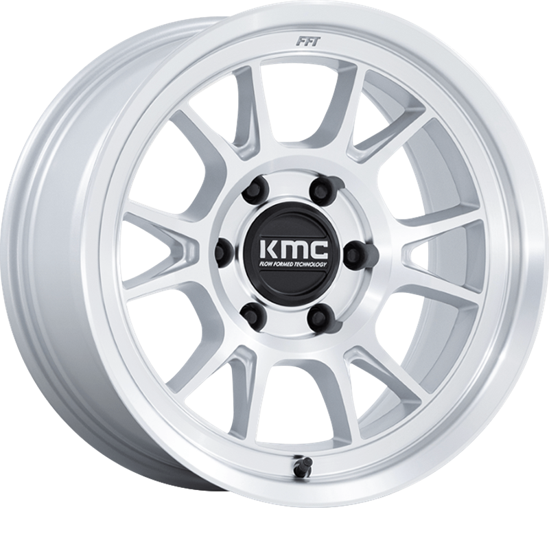 KMC 17x8.5 KM729 Range Gloss Silver w/ Machined Face -10mm