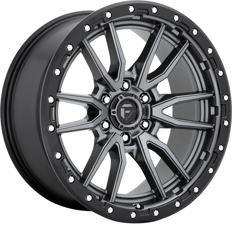 Fuel 18x9 D680 Rebel Matte Gunmetal w/ Black Bead Ring +20mm