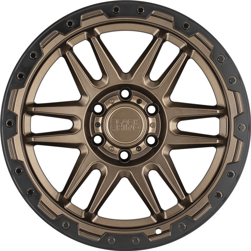 Black Rhino 17x8.5 Apache Matte Bronze w/ Black Lip Edge and Black Bolts +0mm