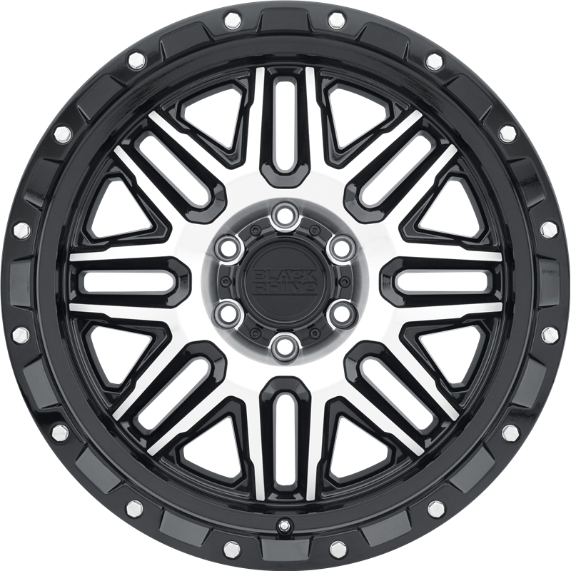 Black Rhino 20x9 Alamo Gloss Black w/ Machined Face and Stainless Bolts +12mm