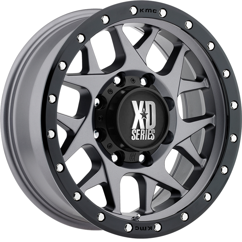 XD 18x9 XD127 Bully Matte Gray w/ Black Ring +18mm