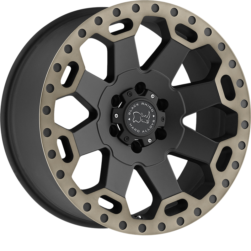 Black Rhino 17x9 Warlord Matte Black w/ Machined Dark Tint Lip +12mm