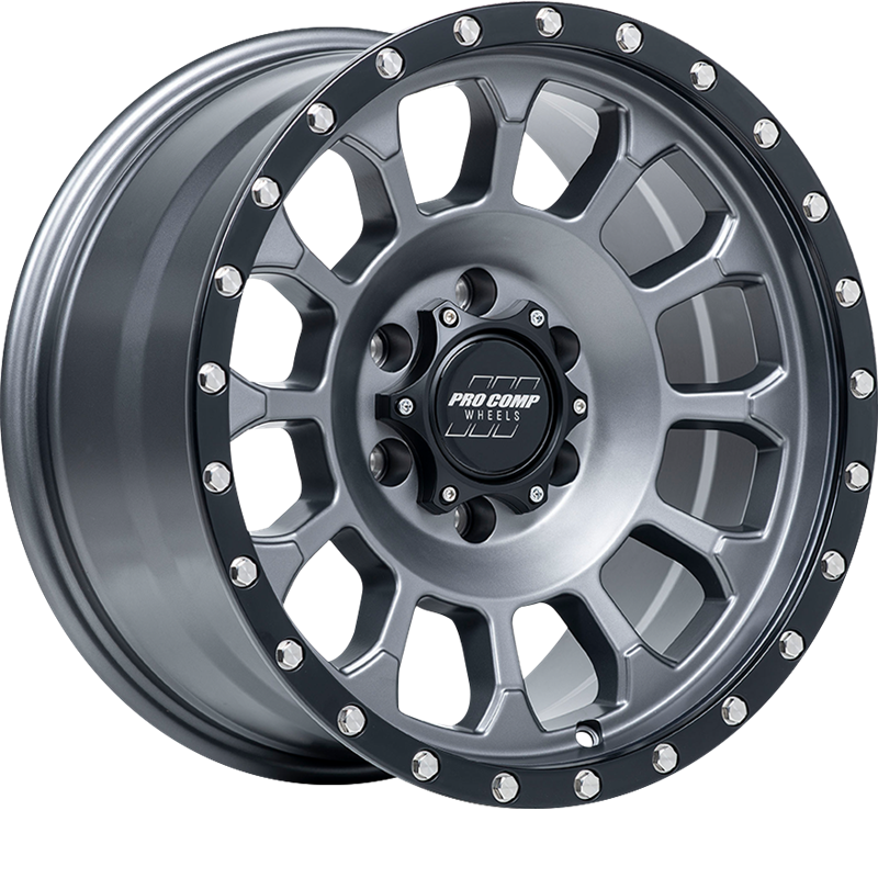 Pro Comp 17x8 PA34 Rockwell Matte Graphite w/ Black Lip +0mm