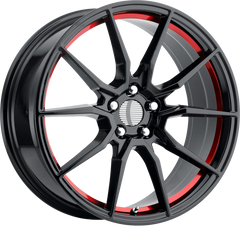 Performance Replicas 20x10 PR193 Gloss Black Red Machined +40mm