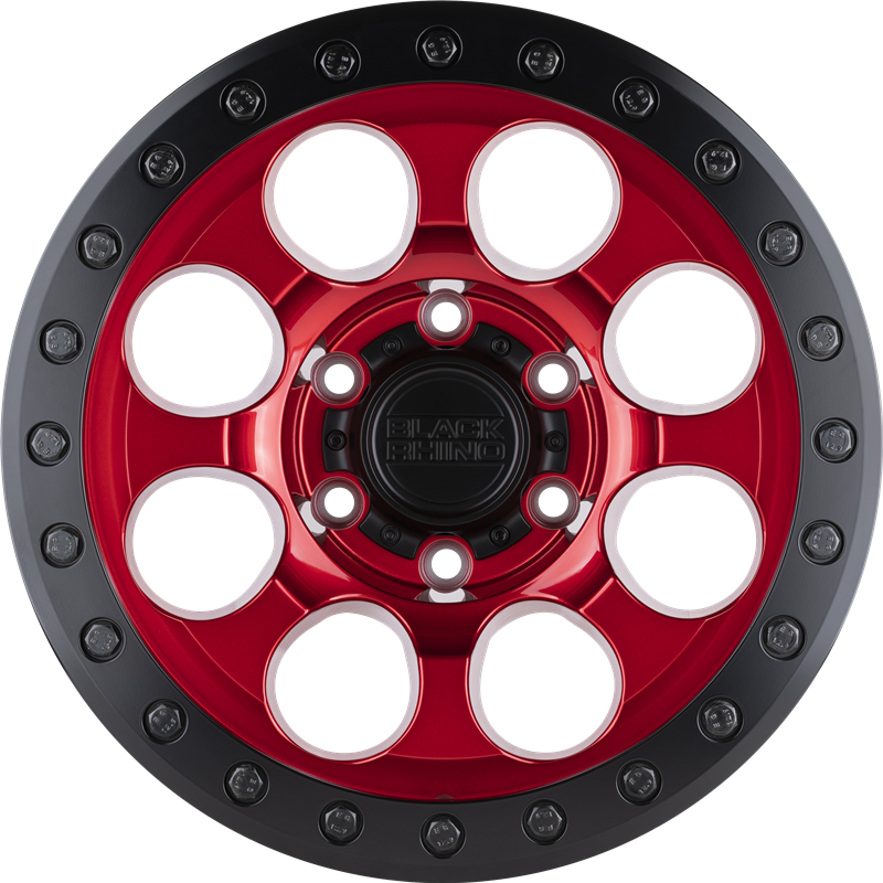 Black Rhino 17x8.5 Riot Beadlock Candy Red w/ Black Ring and Black Bolts -30mm