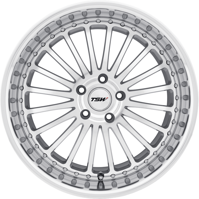 TSW 17x8 Silverstone Silver w/ Mirror Cut Face and Lip +40mm