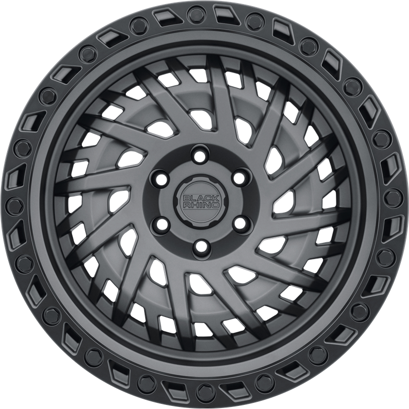 Black Rhino 17x9 Shredder Matte Gunmetal w/ Black Lip Edge -18mm