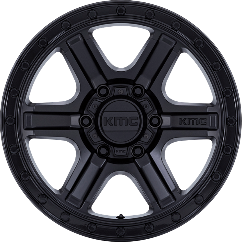 KMC 17x8.5 KM551 Outrun Matte Black w/ Gloss Black Lip +18mm