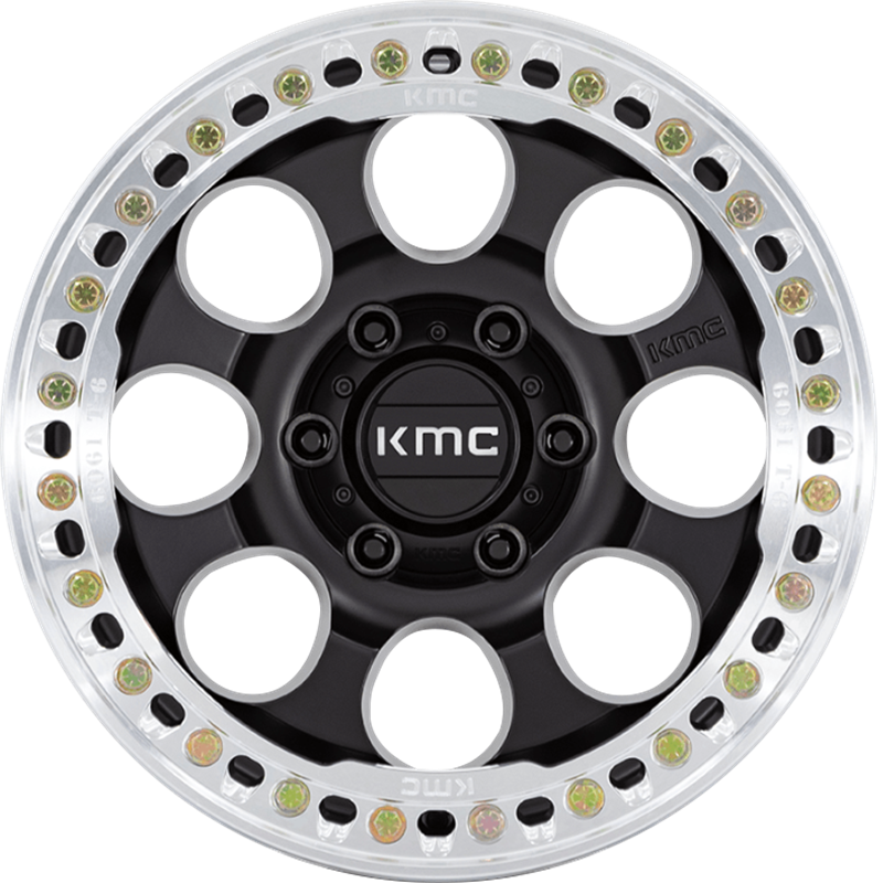 KMC 17x8.5 KM237 Riot Beadlock Satin Black w/ Machined Ring +0mm