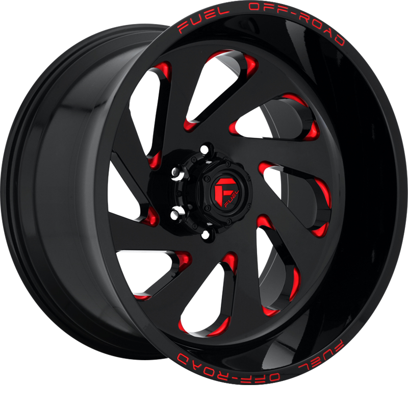 Fuel 20x12 D638 Vortex Gloss Black w/ Candy Red -44mm