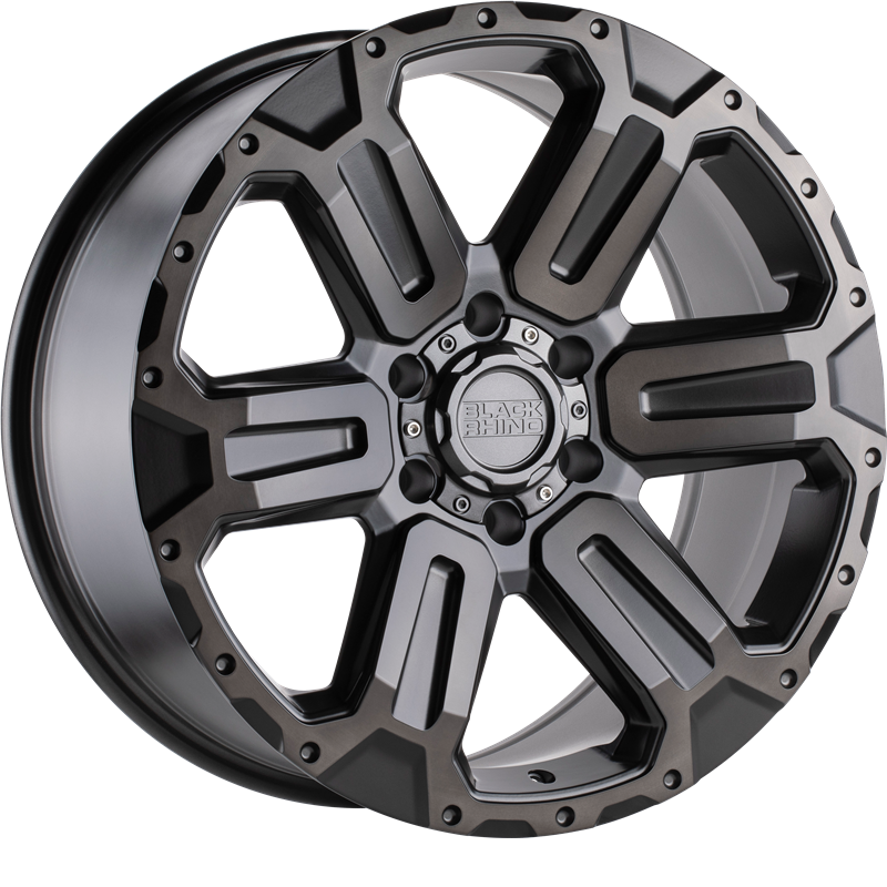 Black Rhino 17x8.5 Wanaka Matte Gunmetal w/ Brushed Face and Gunmetal Tint +12mm