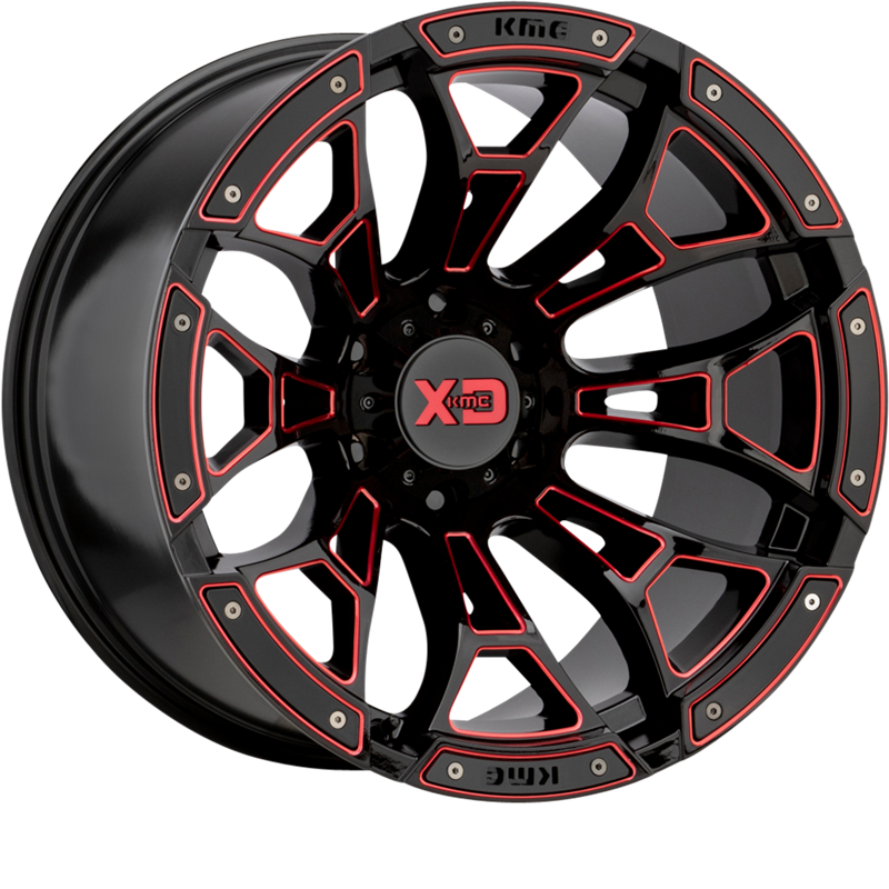 XD 20x10 XD841 Boneyard Gloss Black Milled w/ Red Tint -18mm