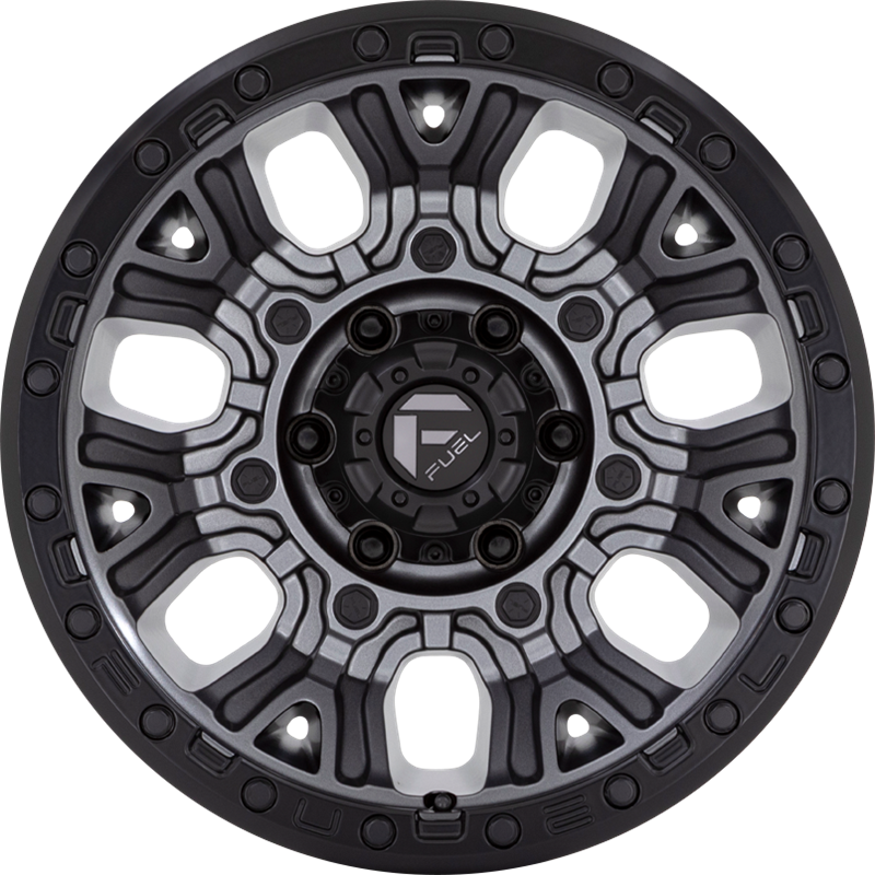 Fuel 20x10 D825 Traction Matte Gunmetal w/ Black Bead Ring -18mm