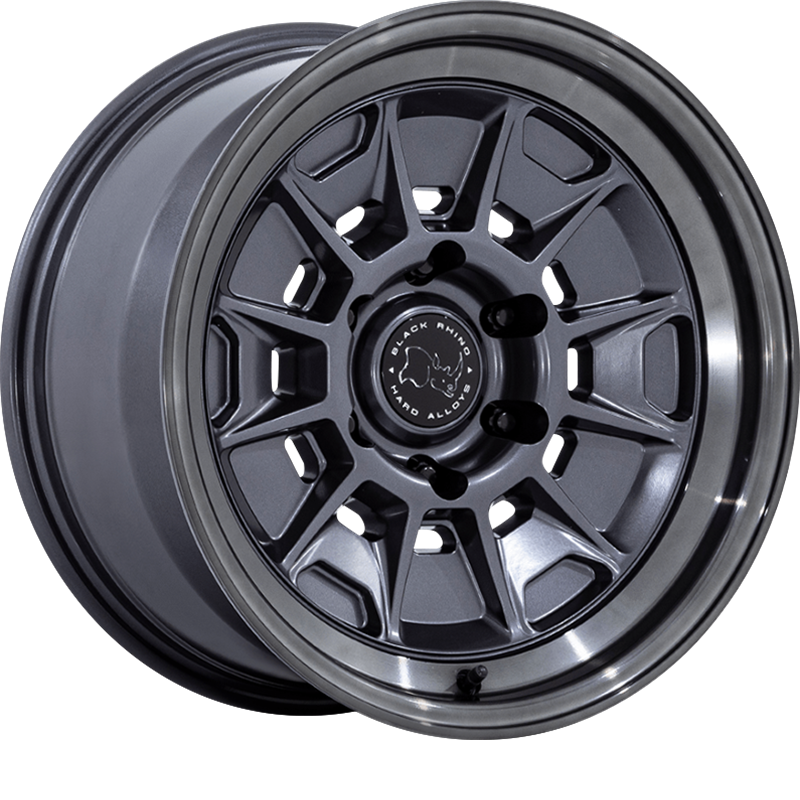 Black Rhino 17x8.5 BR021 Mondo Matte Gunmetal w/ Gloss Gray Lip -10mm