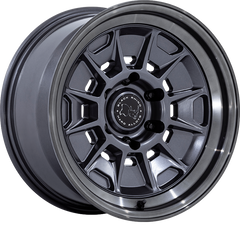 Black Rhino 17x8.5 BR021 Mondo Matte Gunmetal w/ Gloss Gray Lip -10mm