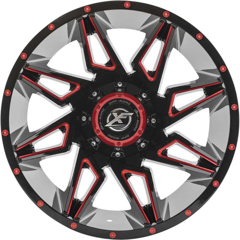 XF Off-Road 20x10 XF-218 Gloss Black w/ Red Milling -24mm